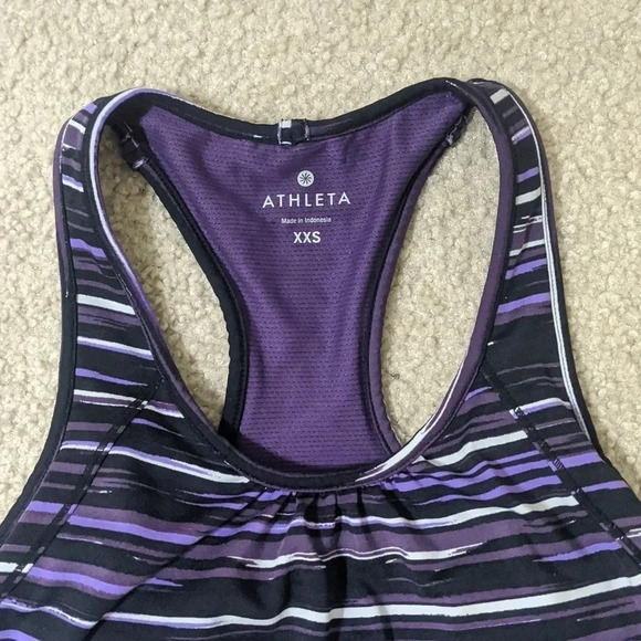 Athleta Racerback Tank Top w/ Built in Bra | Color: Black/Purple | Size: XXS - Picture 3 of 8